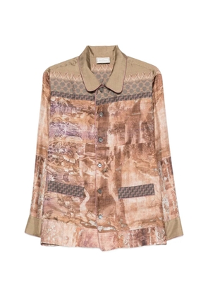 Pierre-Louis Mascia graphic-print button-up silk shirt - Neutrals