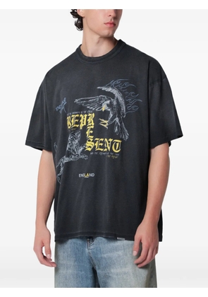 Represent graphic-print washed-effect T-shirt - Black