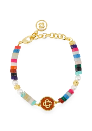 Casablanca beaded logo-plaque bracelet - Gold