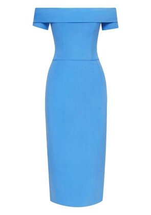 Oscar de la Renta off-shoulder draped-detail midi dres - Blue