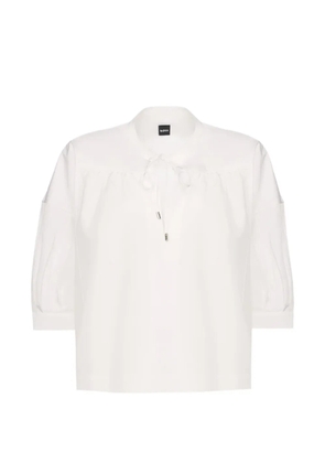 BOSS drawstring-neck puff-sleeve shirt - White