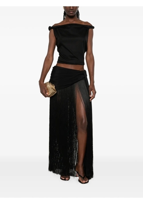 Cult Gaia Saman fringe-trimmed maxi skirt - Black