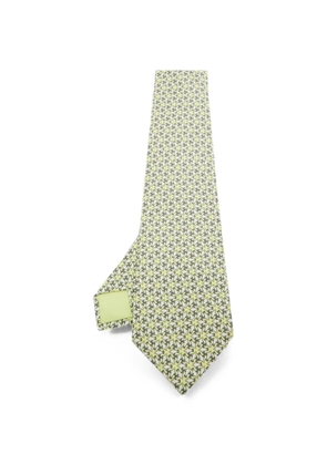 Hermès Pre-Owned bird-print silk tie - Green
