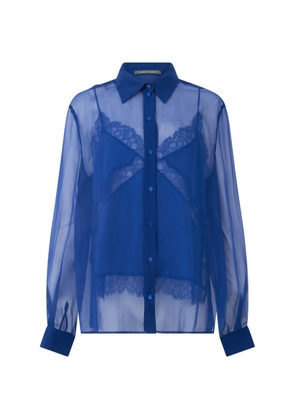 Alberta Ferretti sheer silk long-sleeve shirt - Blue