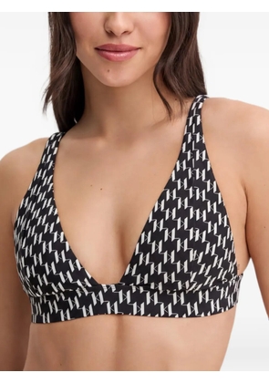 Karl Lagerfeld monogram-print triangle bikini top - Black