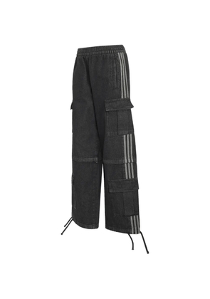 adidas side-stripe cargo-pocket jeans - Black