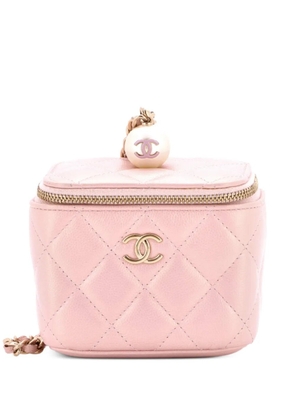 CHANEL Pre-Owned Classic Pearl Vanity Case with Chain Quilted Caviar Mini clutch bag - Pink