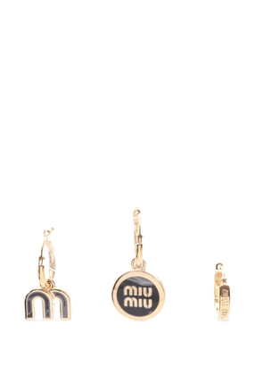 Miu Miu Pre-Owned logo-plaque hoop earrings - Gold