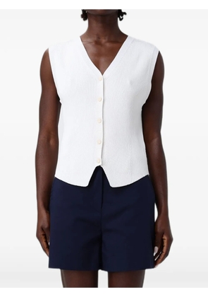 Armani Exchange ribbed-knit V-neck gilet - White