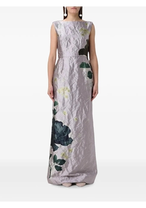 ERDEM Margot floral-print crinkled maxi dress - Purple