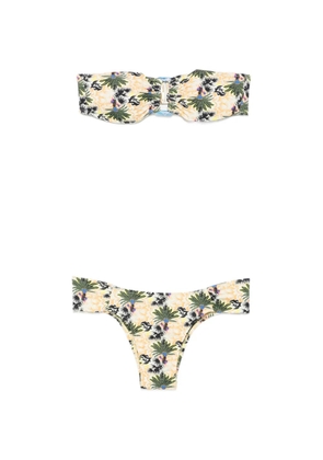 Anjuna palm-print bandeau bikini - Green