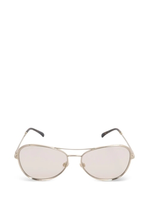 CHANEL Pre-Owned CC pilot sunglasses - Gold