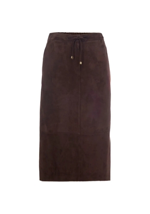 'S Max Mara drawstring-waist suede midi skirt - Brown