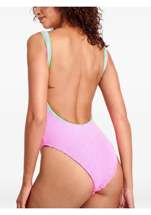 BANANA MOON ribbed-knit zip-front swimsuit - Pink