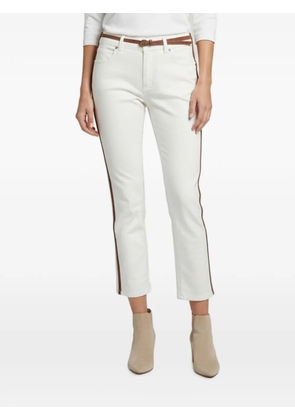 Burberry Pre-Owned belted stripe-detail jeans - White