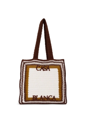 Casablanca crochet-knit cotton tote bag - Brown