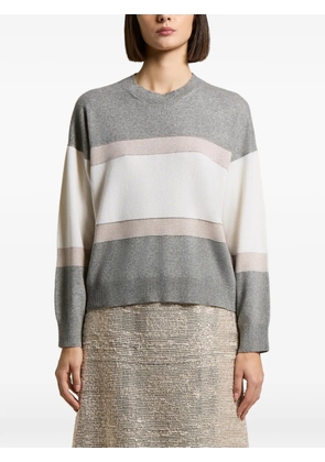 Peserico striped crew-neck sweater - Grey