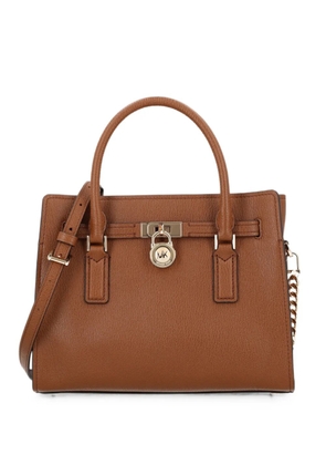 Michael Michael Kors Hamilton logo-pendant pebbled-texture tote bag - Brown