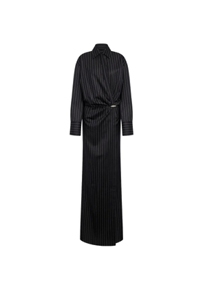 DONDUP pinstripe wrap-style maxi dress - Black
