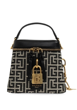 Balmain monogram-pattern calf leather-trim mini bag - Black