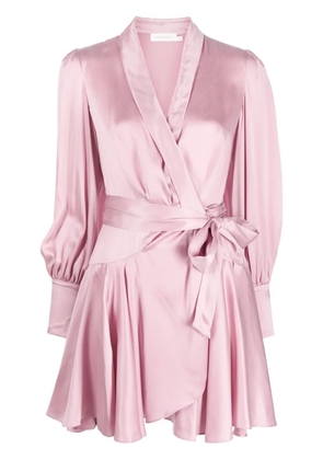 ZIMMERMANN long-sleeve wrap silk minidress - Pink