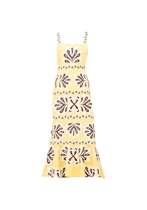 Alexis Sirena graphic-print midi dress - Yellow