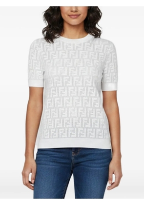 Fendi Pre-Owned Zucca-pattern short-sleeve T-shirt - White