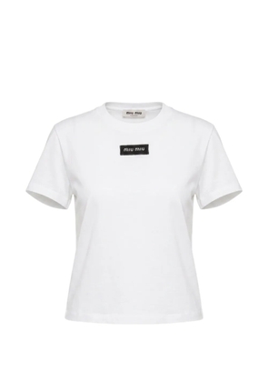 Miu Miu crew-neck logo-patch T-shirt - White