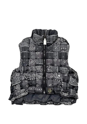 KAPITAL bandana-print quilted gilet - Black