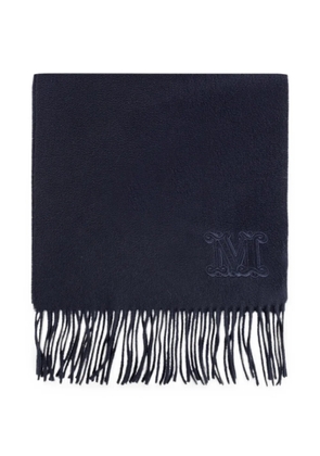 Max Mara fringed logo-embroidered scarf - Blue