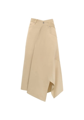 LOEWE asymmetric-hem logo-patch midi skirt - Neutrals