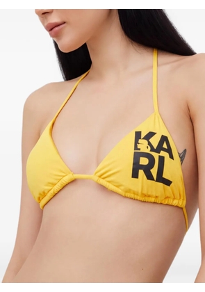 Karl Lagerfeld logo-print triangle bikini top - Yellow
