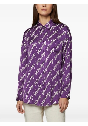 Balenciaga Pre-Owned logo-print oversized shirt - Purple