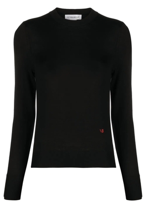Victoria Beckham logo-embroidered merino wool jumper - Black