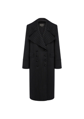 DONDUP pinstripe-pattern double-breasted coat - Black