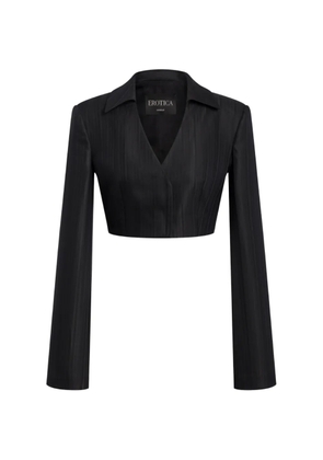 DONDUP pinstripe cropped jacket - Black