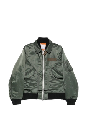 sacai layered zip-fastening jacket - Green