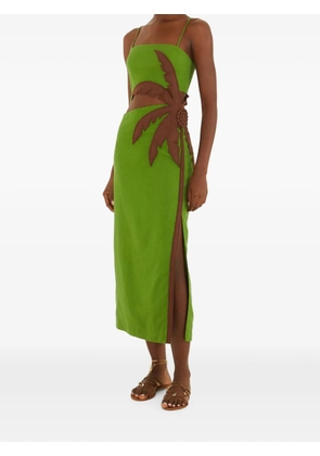 FARM Rio palm-tree cut-out midi dress - Green