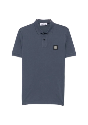 Stone Island logo-patch slim-fit cotton polo shirt - Blue