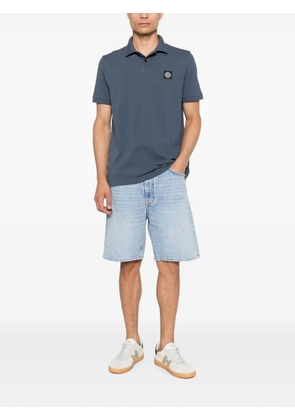Stone Island logo-patch slim-fit cotton polo shirt - Blue