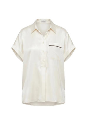 Brunello Cucinelli Monili-chain short-sleeved blouse - White