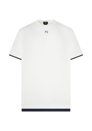 FENDI logo-embroidered contrast-trim T-shirt - White