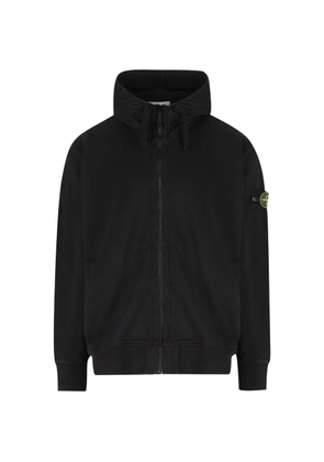 Stone Island logo-patch zip-up hoodie - Black