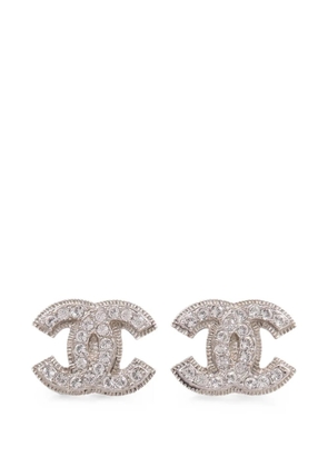 CHANEL Pre-Owned CC crystal-embellished earrings - Silver