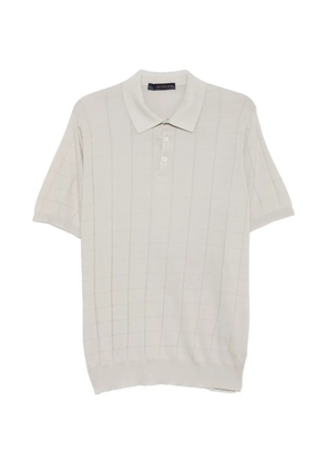 Jeordie's grid-patterned short-sleeved polo shirt - Neutrals