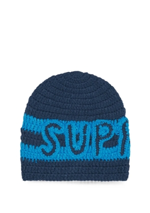 Supreme logo beanie - Blue