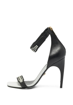 Versace Pre-Owned logo-patch ankle-strap sandals - Black