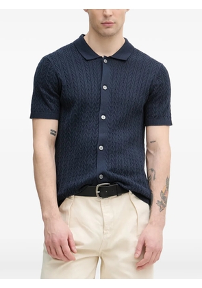Joop! Tristao chevron-knit short-sleeve shirt - Blue