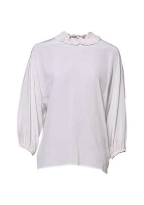 Dolce & Gabbana ruffle-trim silk blouse - White