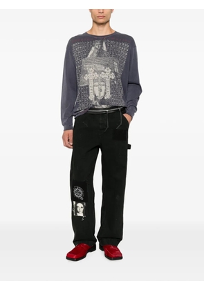 Enfants Riches Déprimés distressed graphic-print long-sleeve cotton T-shirt - Purple